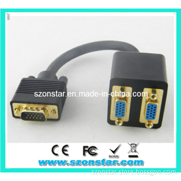 VGA Male to Two Female Video Y Splitter Cable